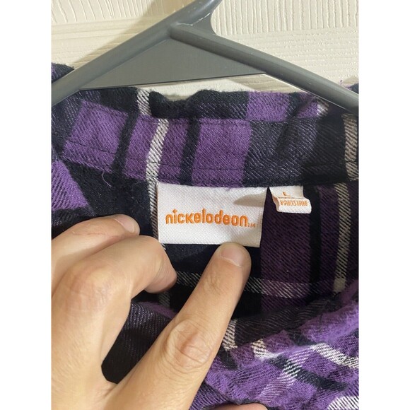Nickelodeon Rugrats Crew On Back Purple Button Up Flannel Size Women’s L - Picture 13 of 16